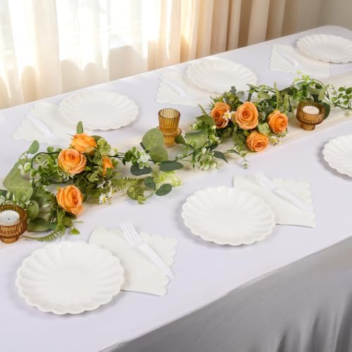 75 Pcs White Paper Plates and Napkins, Tableware Set Serve for 25 Guests - Image 4