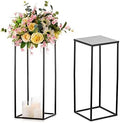 Sziqiqi Black Geometric Centerpiece Flower Stand with Plate, 2Pcs, 23.6in by SZIQIQI