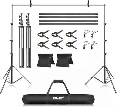 EMART Photo Backdrop Stand kit, 10 x 12 ft Back Drop Adjustable Frame for Photography, Photoshoot Banner Background Support Holder for Parties Dectoration by EMART