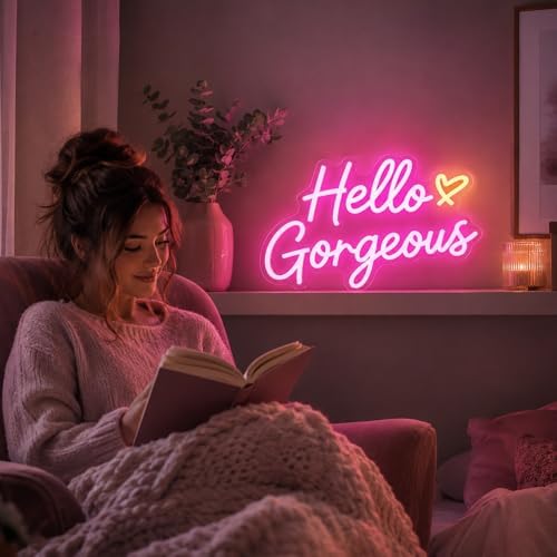 Hello Gorgeous Neon Signs for Wall Decor, Hello Beautiful Pink LED Lights - Image 3