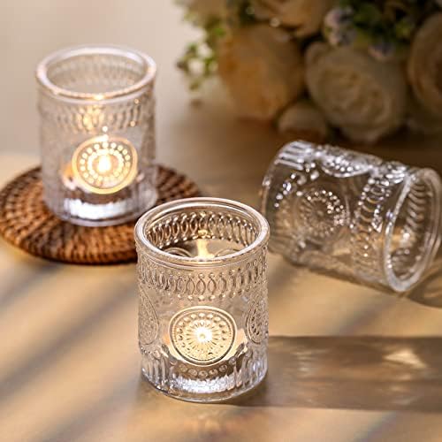 4PCS Clear Votive Candle Holders - Glass Tea Lights Candle Holder - Image 4