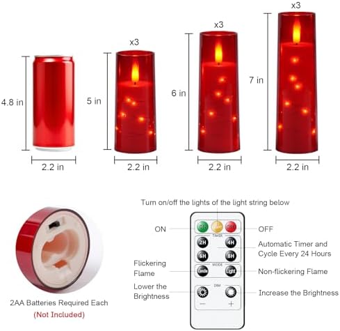 Raycare 9 Pcs Flameless Battery Operated Pillar Candles with Remote Timer - Image 6