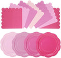 96Pcs Pink Plates and Napkins Party Supplies,Gradient Pink 9inch Scalloped Plate and Napkin Tableware Set for Baby Shower Wedding Birthday Decorations Serves 48 Guests by CENLBJ