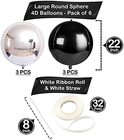 KatchOn Black and Silver Balloons - 22 Inch, Pack of 6, Birthday Decoration - Image 2