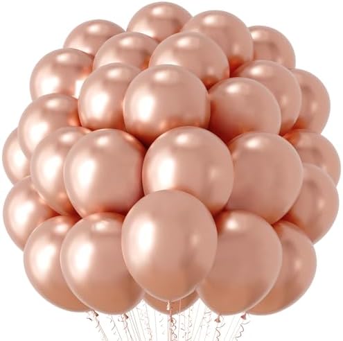 Voircoloria 66pcs Metallic Rose Gold Latex Party Balloons, 12inch by Voircoloria