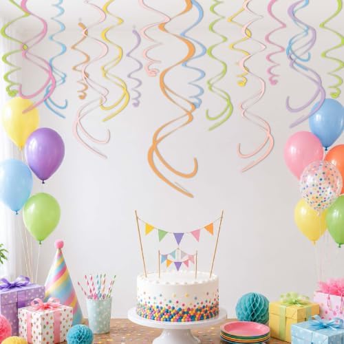 HonuGoGo Pastel Party Decorations, 48 Pc Whimsical Paper Swirl Streamers - Image 2