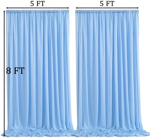 10x8ft Wrinkle Free Baby Blue Backdrop Curtains for Parties, Thick Fabric Backdrop Drapes for Wedding Birthday Photography Baby Shower Party Background - Image 6