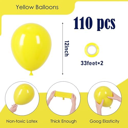 Voircoloria 110pcs Yellow Latex Party Balloons, 12inch - Image 2