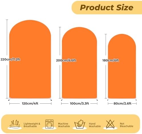 7.2 ft Arch Backdrop Cover Orange - Double-Sided Spandex Arch Covers Stretchy Backdrop for Balloon Arches Birthday Party Baby Shower Banquet Wedding Photo Background - Image 2