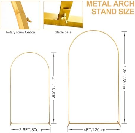 SuuWoee Wedding Arch Backdrop Stand Set of 2 With Pink Cover (7.2FT+6FT) - Image 3