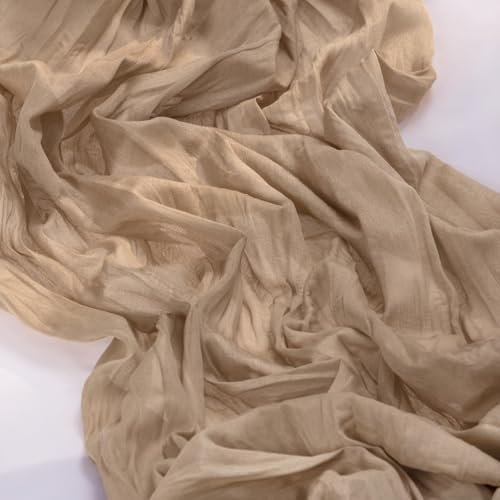 Nude Cheesecloth Table Runner Neutral Boho Farmhouse Fall Runner for Table - Image 4
