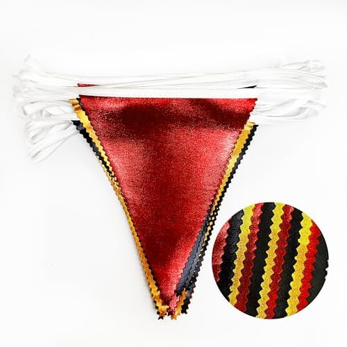 Red Black Gold Party Decorations Metallic Fabric Triangle Pennant Banner Flag Bunting Garland for Graduation Birthday Anniversary Pirate Poker Casino Las Vegas Christmas Holiday Party Supplies - Image 3
