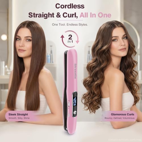 Mini Cordless Hair Straighteners and Curler,Travel Essential - Image 2