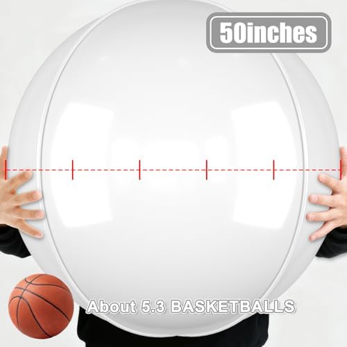 50 Inch Matte White Round Foil Balloons 3pcs Large Ball Balloons - Image 2