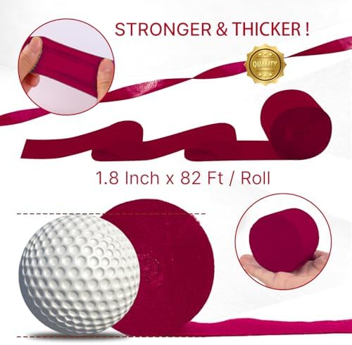 PartyWoo Burgundy Crepe Paper Streamers 6pcs 492 FT Burgundy Streamers - Image 6