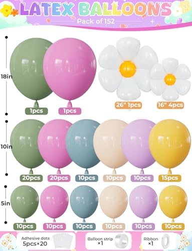 Daisy Balloon Arch Garland Kit, 152 Pcs WildFlower Balloon Arch - Image 2