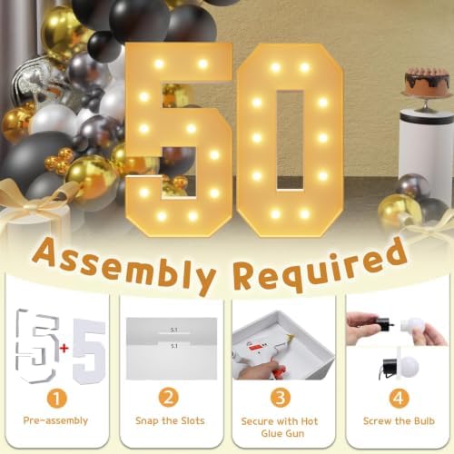 imprsv 50 Marquee Numbers, 4FT Light Up Numbers for 50th Birthday Decor - Image 3