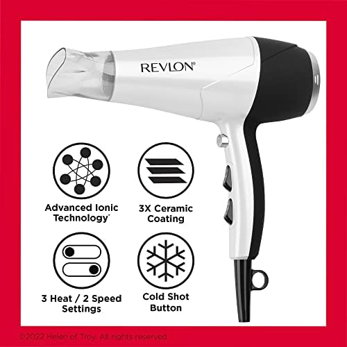 REVLON Volume Booster, Hair Dryer with Curl Enhancing Diffuser, White - Image 6