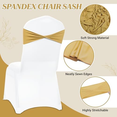 MDS Pack of 125 Spandex Chair Sashes Without Slider Buckles – Gold - Image 3
