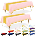 LANLISA Pink and Gold Tablecloth Party Decorations 12 Pack, Disposable Plastic Table Cloths for Baby Shower Birthday Wedding Party Decor by LANLISA
