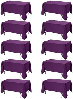 10-Pack Purple Tablecloths for Rectangle Tables, 60 x 120 Inches by DailySet