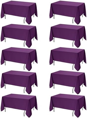 10-Pack Purple Tablecloths for Rectangle Tables, 60 x 120 Inches by DailySet