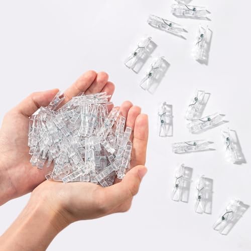 100PCS Baby Shower Games Clothespins Clear Plastic Clothes Pin 1.37inch by Peoin