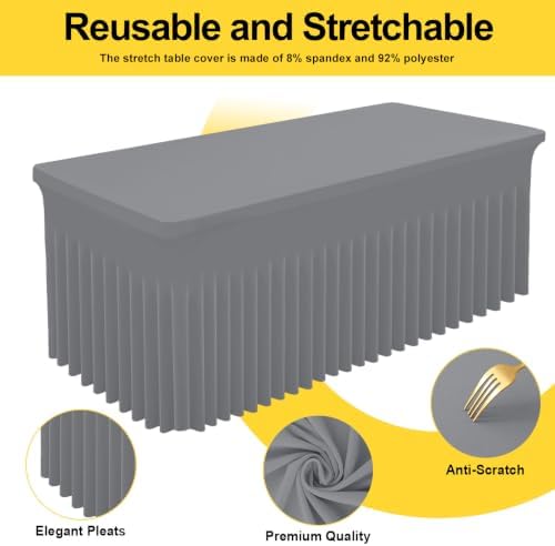 Smiry Spandex Elastic Fitted Table Cloth Skirt for 5FT Rectangle Table - Image 2