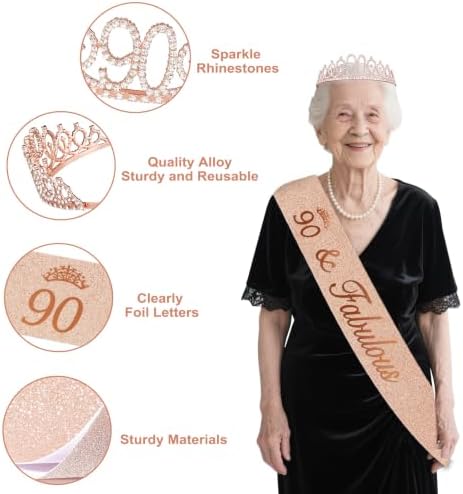 Juesly 90th Birthday Decorations for Women, 51pcs 90 Year Old Party Set - Image 4