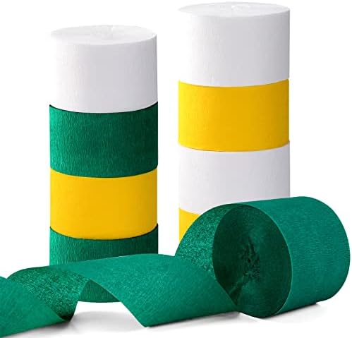Green-White Yellow Party-Decorations Crepe-Paper Streamers - 9 Rolls Birthday Paper Garland Streamer Neutral Baby Shower Sping Summer Garden Tea Party Decor Panduola by Panduola