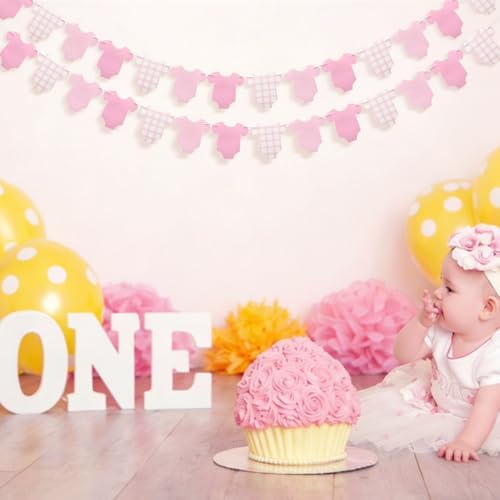 Weysat 2 Pcs Gender Reveal Banner Decorations Pink Plaid Banner - Image 3