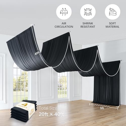 20ftx40ft Black Ceiling Curtain for Halloween Parties - Image 6