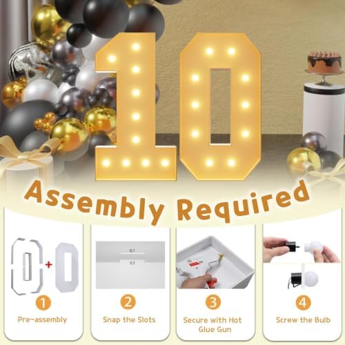 imprsv 10 Marquee Numbers, 4FT Light Up Numbers for 10th Birthday Decor - Image 3