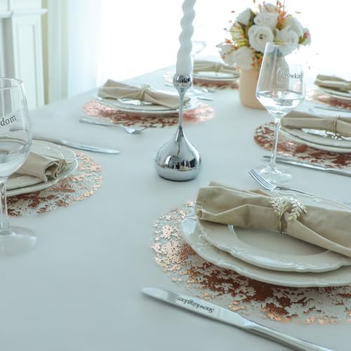 50 Pcs Rose Gold Placemats Round Disposable Glitter Charger 13" - Image 5