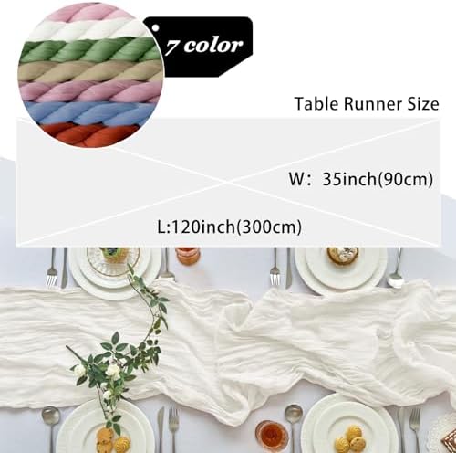2 Pack Ivory Cheesecloth Table Runner for Birthday Party Home Decor - Image 5