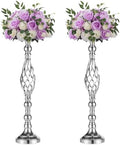 NUPTIO Silver Centerpiece Stand for Table, Twist Style, 22.8" Tall, 2 Pcs by Nuptio