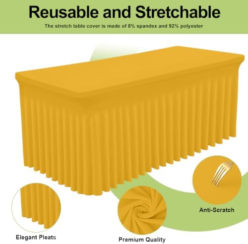 Smiry Spandex Elastic Fitted Table Cloth Skirt for 4FT Rectangle Table - Image 2