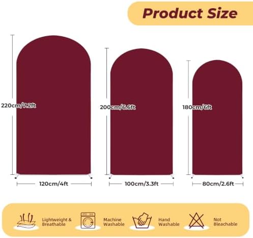 6.6 ft Arch Backdrop Cover Wine Red - Double-Sided Spandex Arch Covers Stretchy Backdrop for Balloon Arches Birthday Party Baby Shower Banquet Wedding Photo Background - Image 4