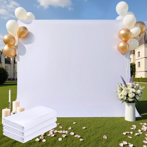 30×10ft White Backdrop Curtain for Weeding Parties, 3 Panels Large 10ft Wide Wrinkle-Free Full Fabric Drape for Baby Shower, Birthday Party Decorations, Photography Photo Booth Background by CO-AVE