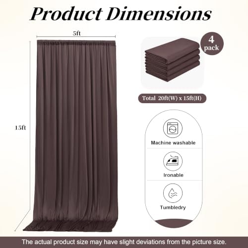 20ft x 15ft Brown Backdrop Curtains, Wrinkle Free Drapes Back Drop Cloth - Image 6