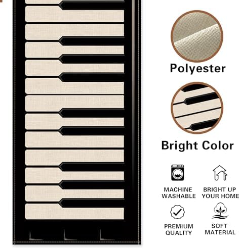 Piano Keyboard Dining Table Runner, Musical Burlap Kitchen Decoration - Image 2