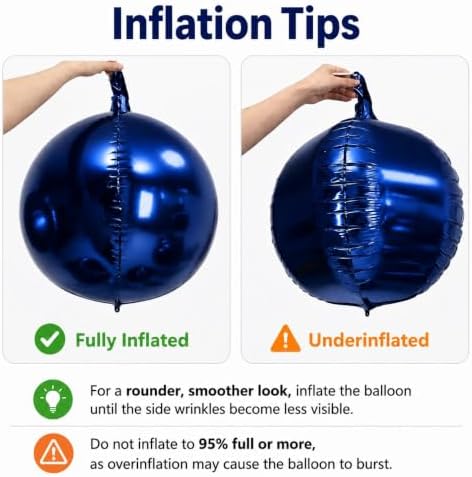 Togvu Navy Blue Round Foil Balloons, 12PCS Different Sizes 4D Ball Balloon - Image 4