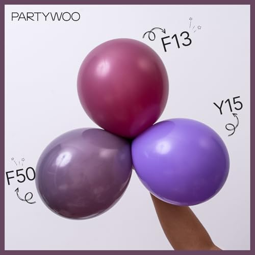 PartyWoo Dusty Purple Balloons 50pcs Lavender Lilac Dark Royal Purple Boho - Image 4