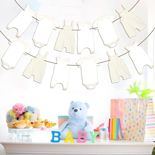 Neutral Baby Shower Bunting - 12Pcs Banner for New Baby Party Decor (Gold) - Image 4