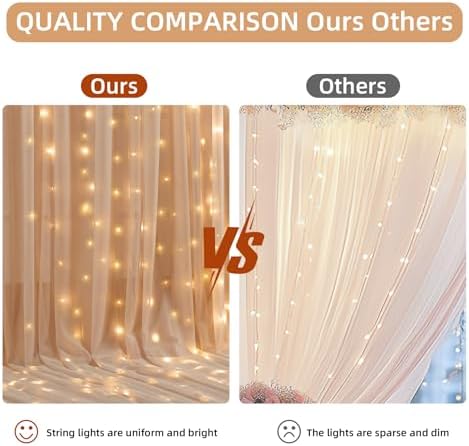 20x10FT Dark Champagne Wrinkle Free Backdrop Curtains with Lights String for Parties - Photo Curtain Backdrop with Lights for Wedding Decorations, Bridal Baby Shower Birthday Party Photography - Image 5