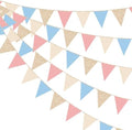 Dusty Rose Pink and Blue Beige Champagne Gold Party Decorations Pennant Banner Flag Hanging Paper Triangle Bunting for Retro Birthday Bridal Shower Wedding Engagement Party Decorations Supplies by pinkblume