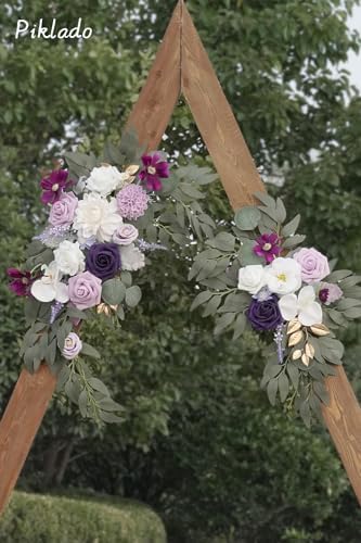 Faux Flower Swag Set of 2 for Wedding Welcome Signs Floral Swag Wedding Reception Ceremony Signs Decor (Lavender & Cream) - Image 6