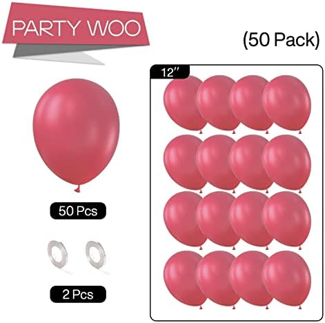 PartyWoo Mauve Dusty Balloons 50pcs Blush Pink Rose Latex Helium Balloons - Image 5