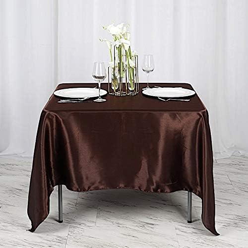 10 pcs 72x72 inch Chocolate Brown Square Tablecloth Satin Fabric Overlays Linens | Table Cloths Cover for Wedding Party Banquet Reception Events Decoration Kitchen Dining Events Kitchen Dining - Image 5