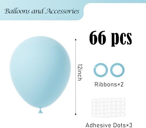Voircoloria 66pcs Pale Aqua Blue Latex Party Balloons, 12inch - Image 2